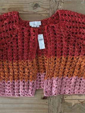 Anthropologie Crochet Open-Front Cardigan